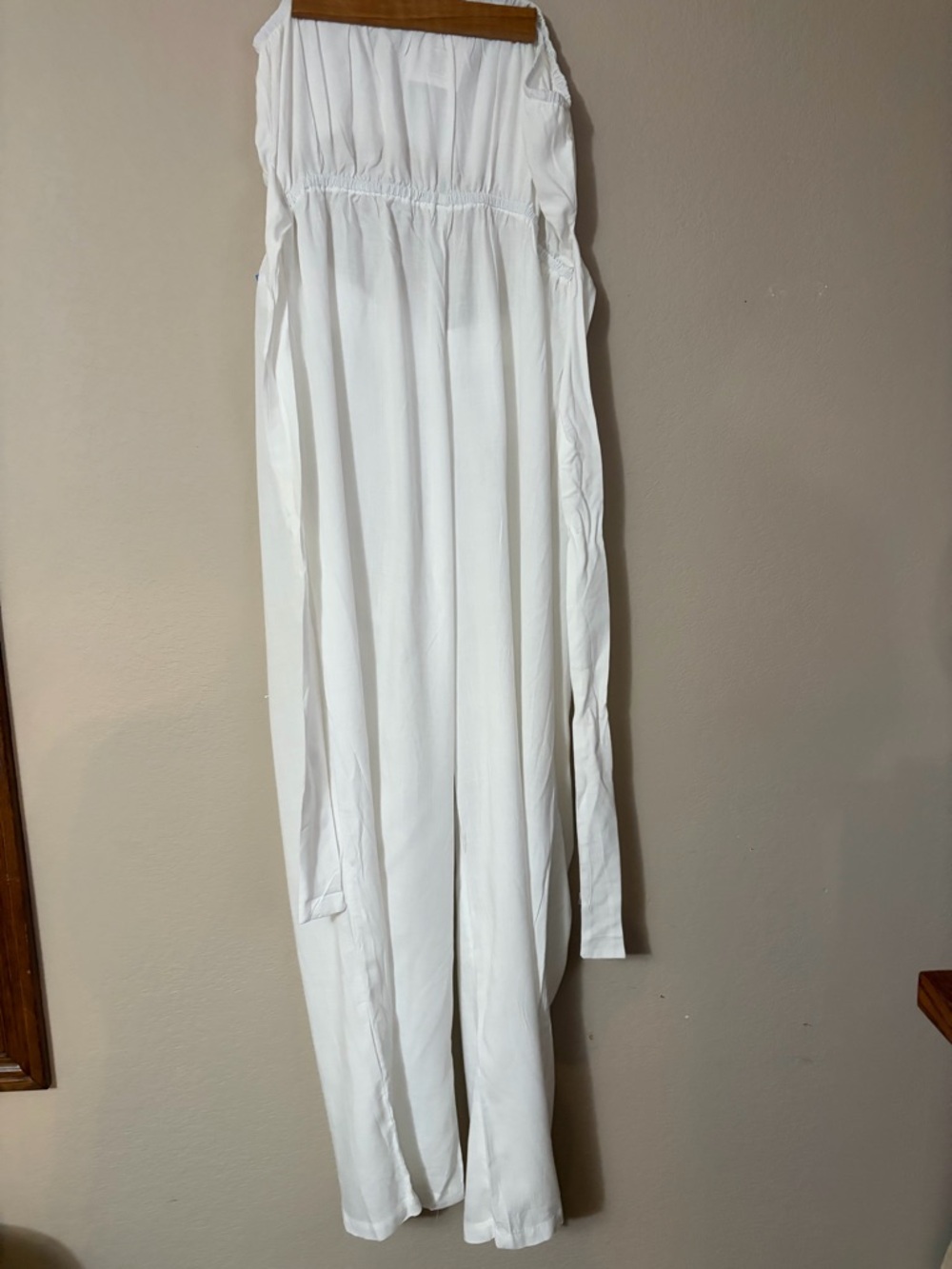 Boho Beach Hut White Cutout Romper Jumpsuit Strapless Wide Leg Large NWT - Picture 2 of 9